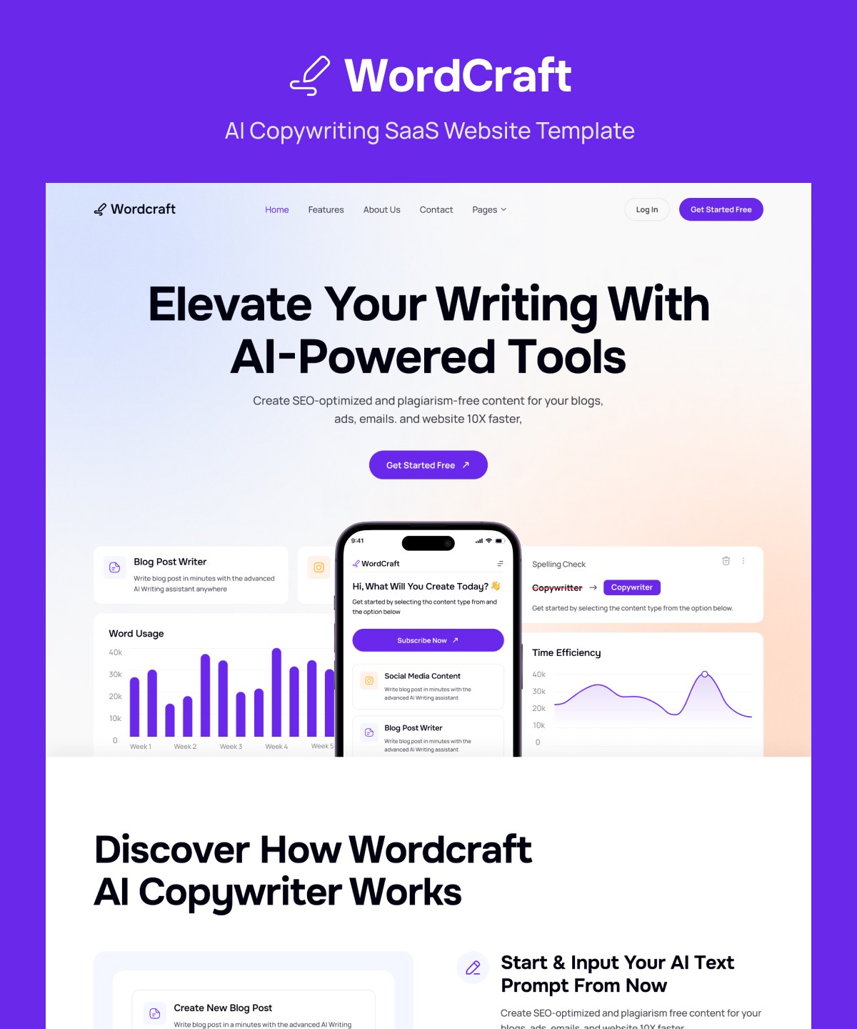 Screenshot 1 for Wordcraft, a Framer Marketplace template by Sailr.
