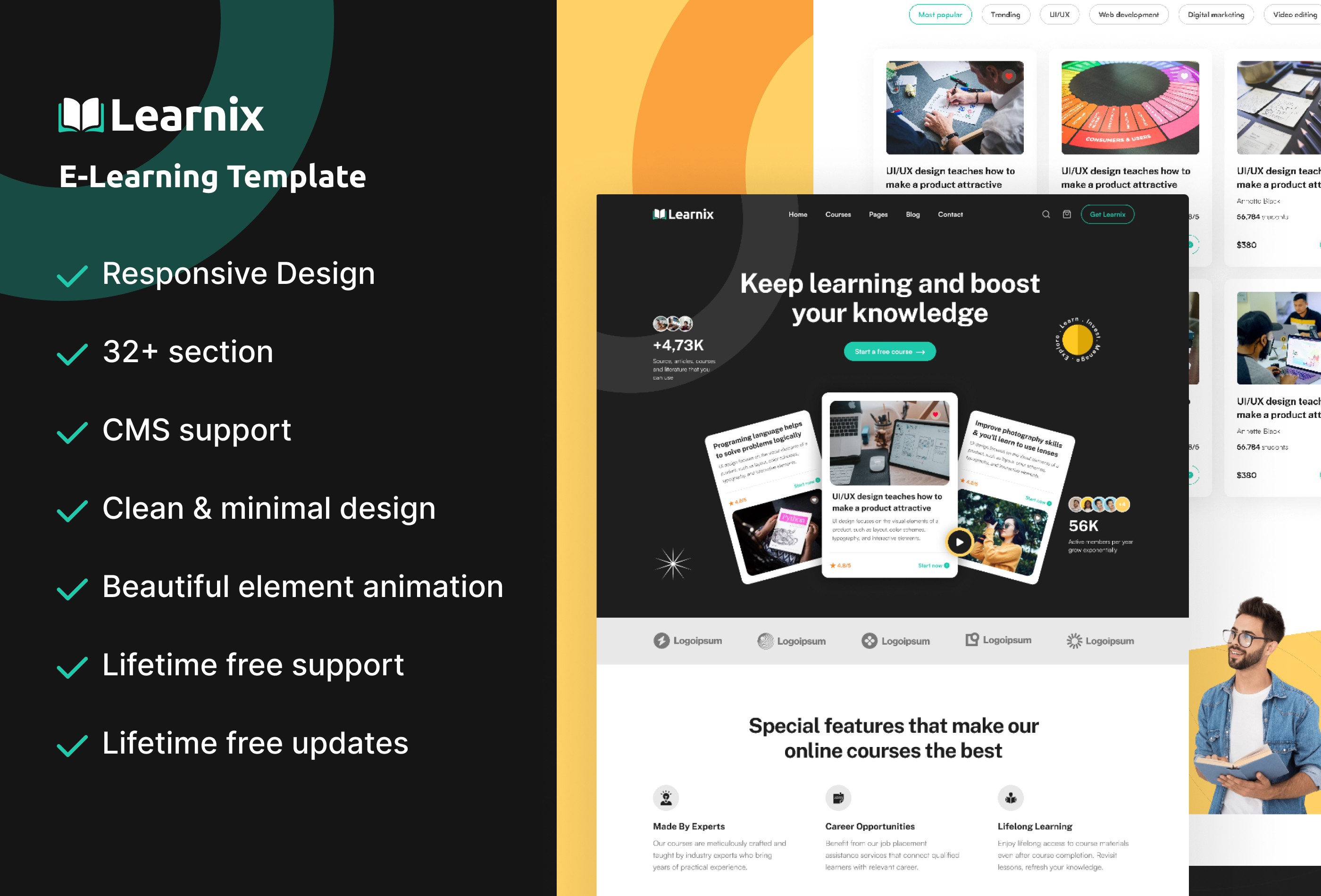 Screenshot 2 for Learnix, a Framer Marketplace template by UI Ship.