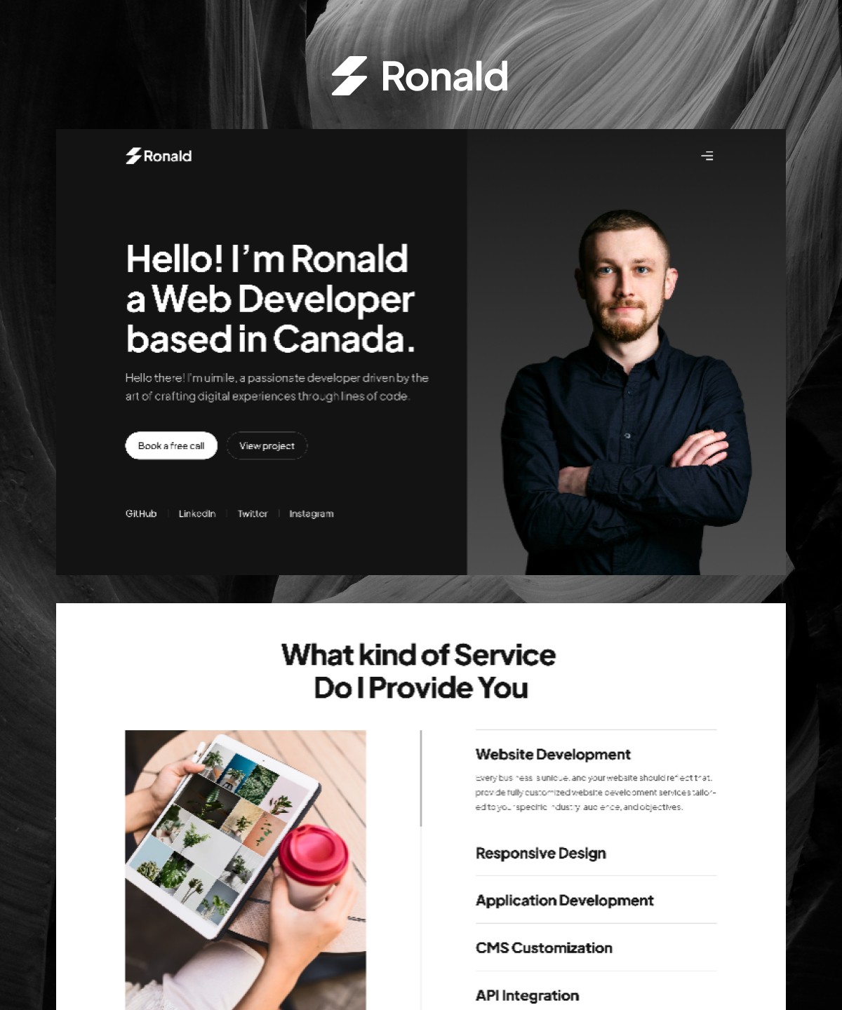 Screenshot 1 for Ronald, a Framer Marketplace template by UI Ship.