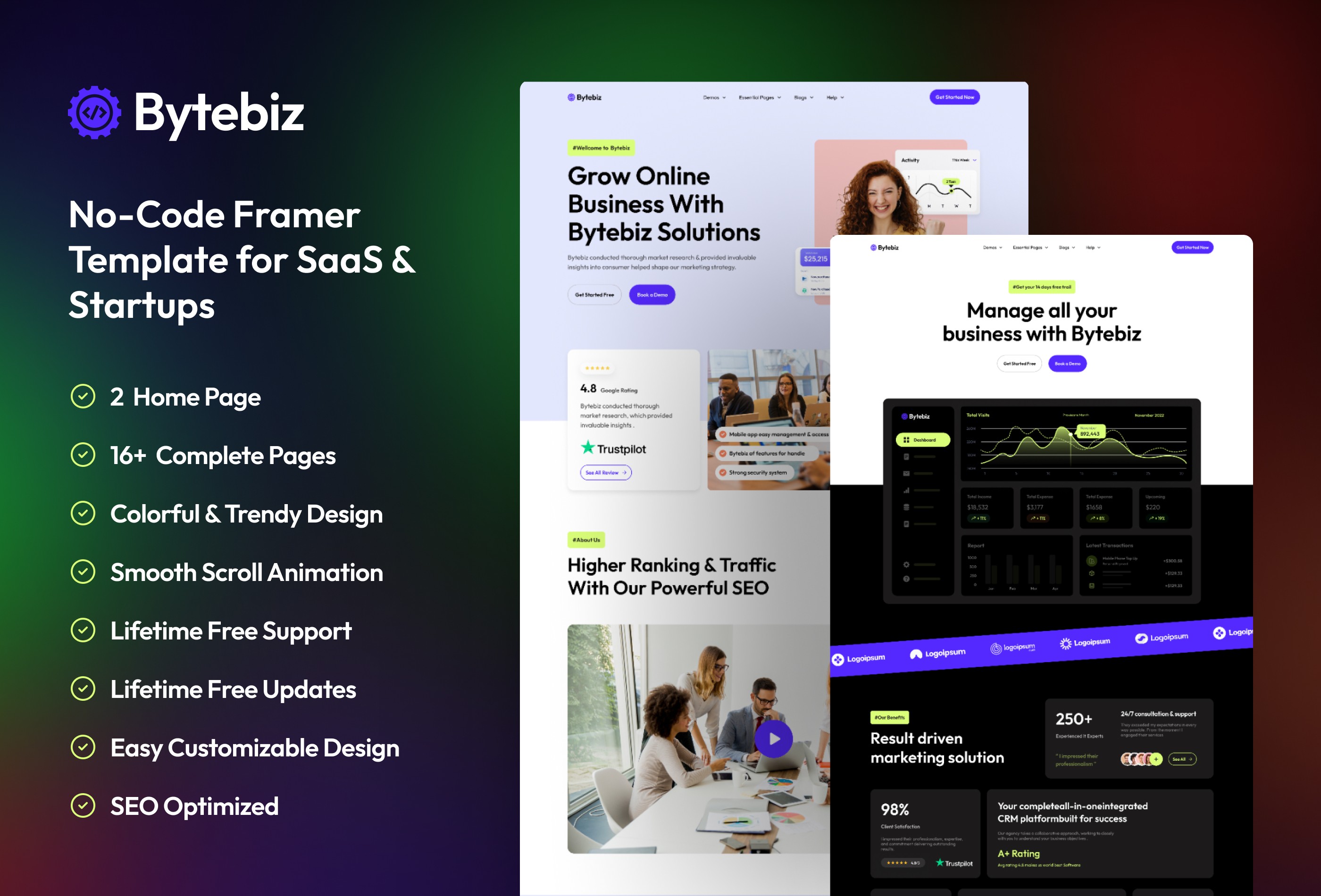 Screenshot 2 for Bytebiz, a Framer Marketplace template by Mezario.
