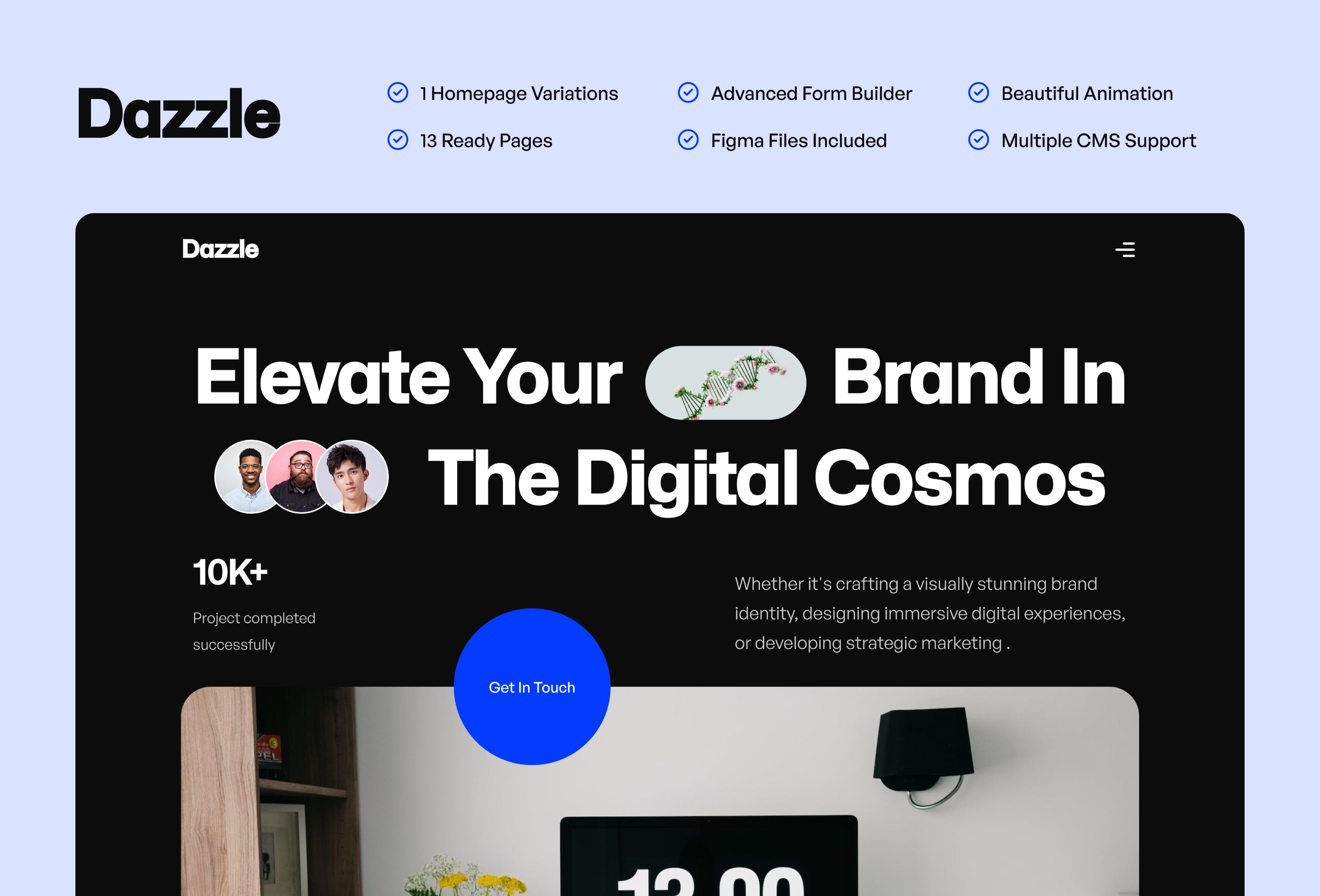 Screenshot 1 for Dazzle, a Framer Marketplace template by UI Ship.