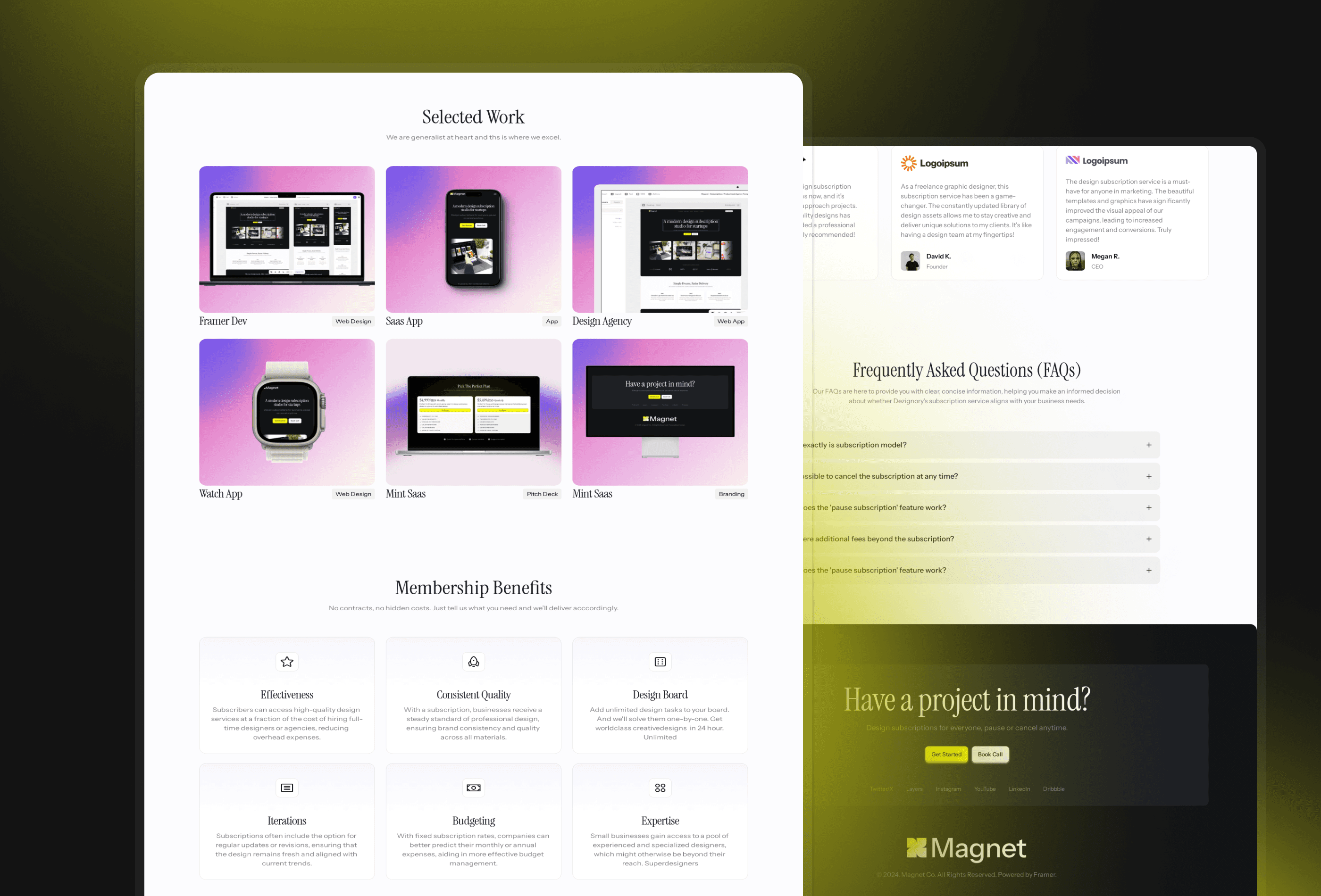 Screenshot 3 for Magnet, a Framer Marketplace template by Ninja Designs.