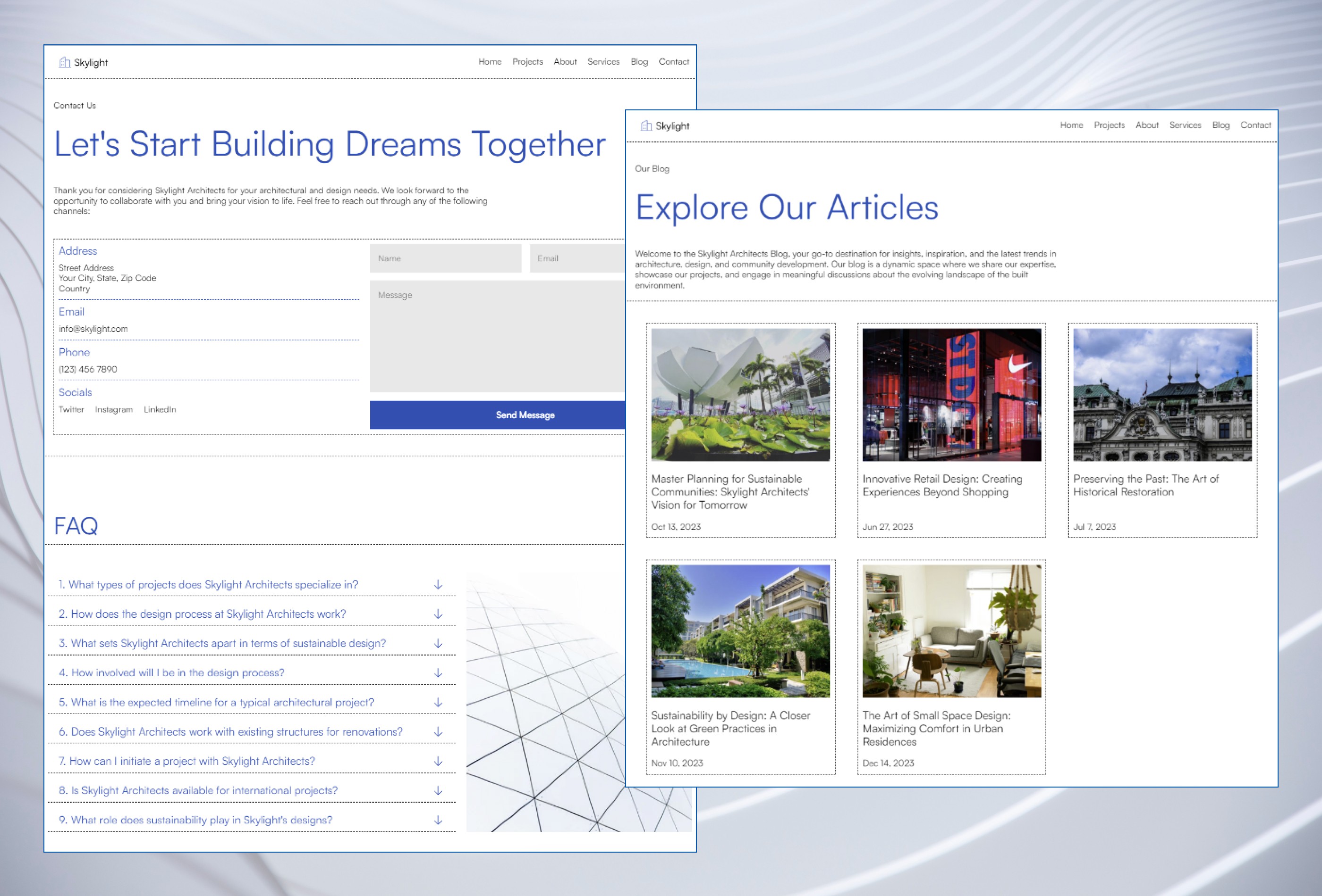 Screenshot 4 for Skylight, a Framer Marketplace template by Thaer Swailem.