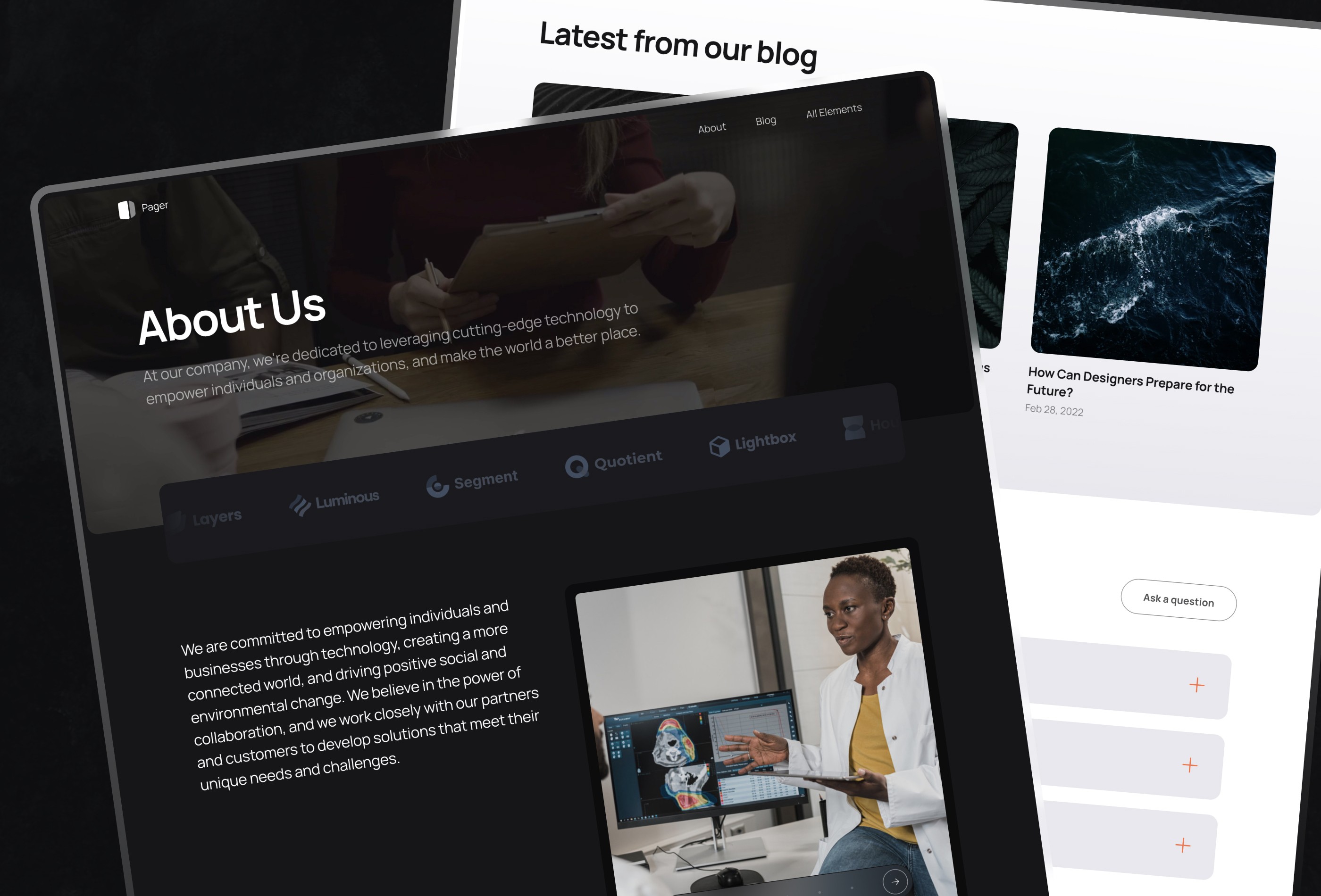 Screenshot 3 for Pager, a Framer Marketplace template by Nick Stepuk.