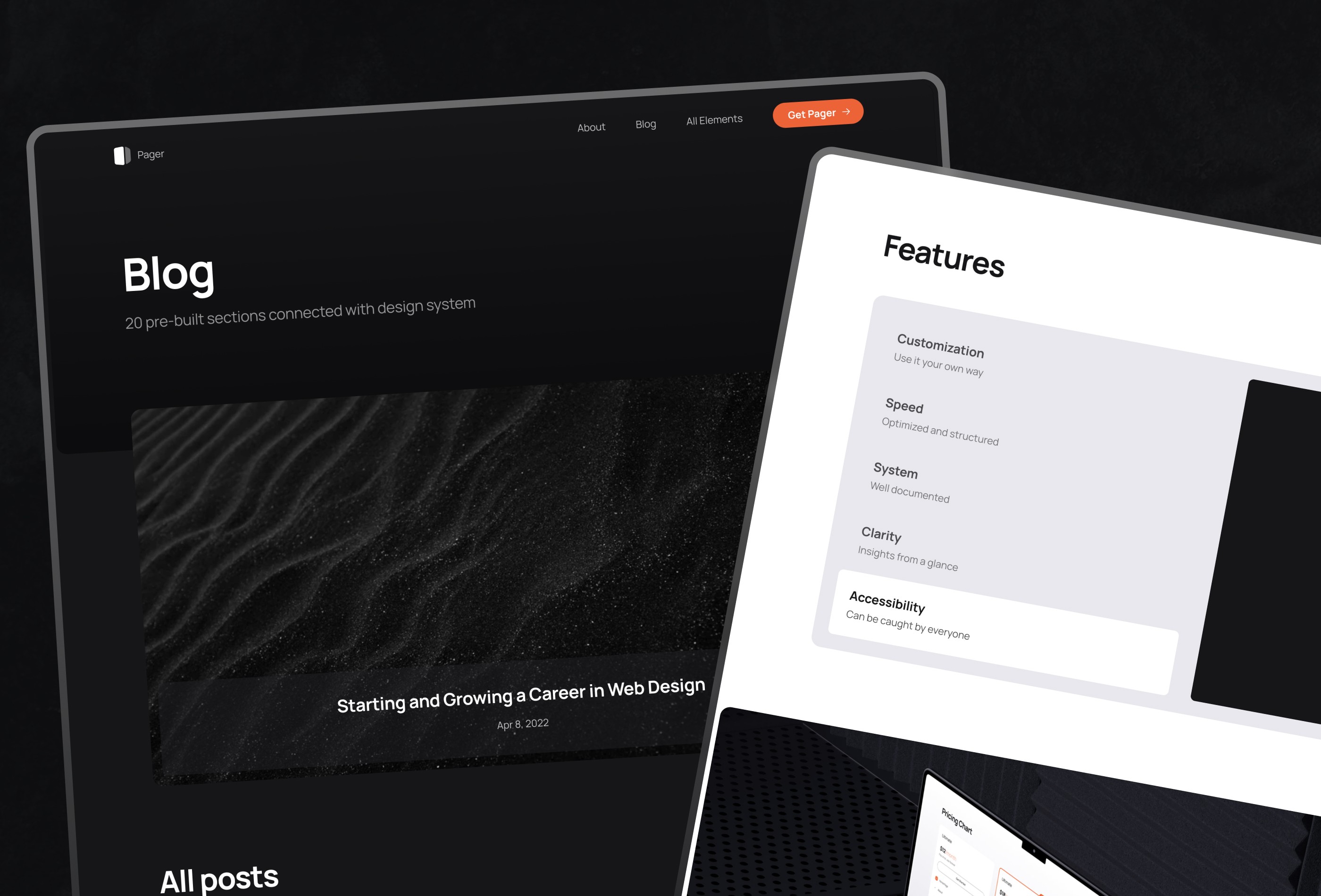 Screenshot 4 for Pager, a Framer Marketplace template by Nick Stepuk.