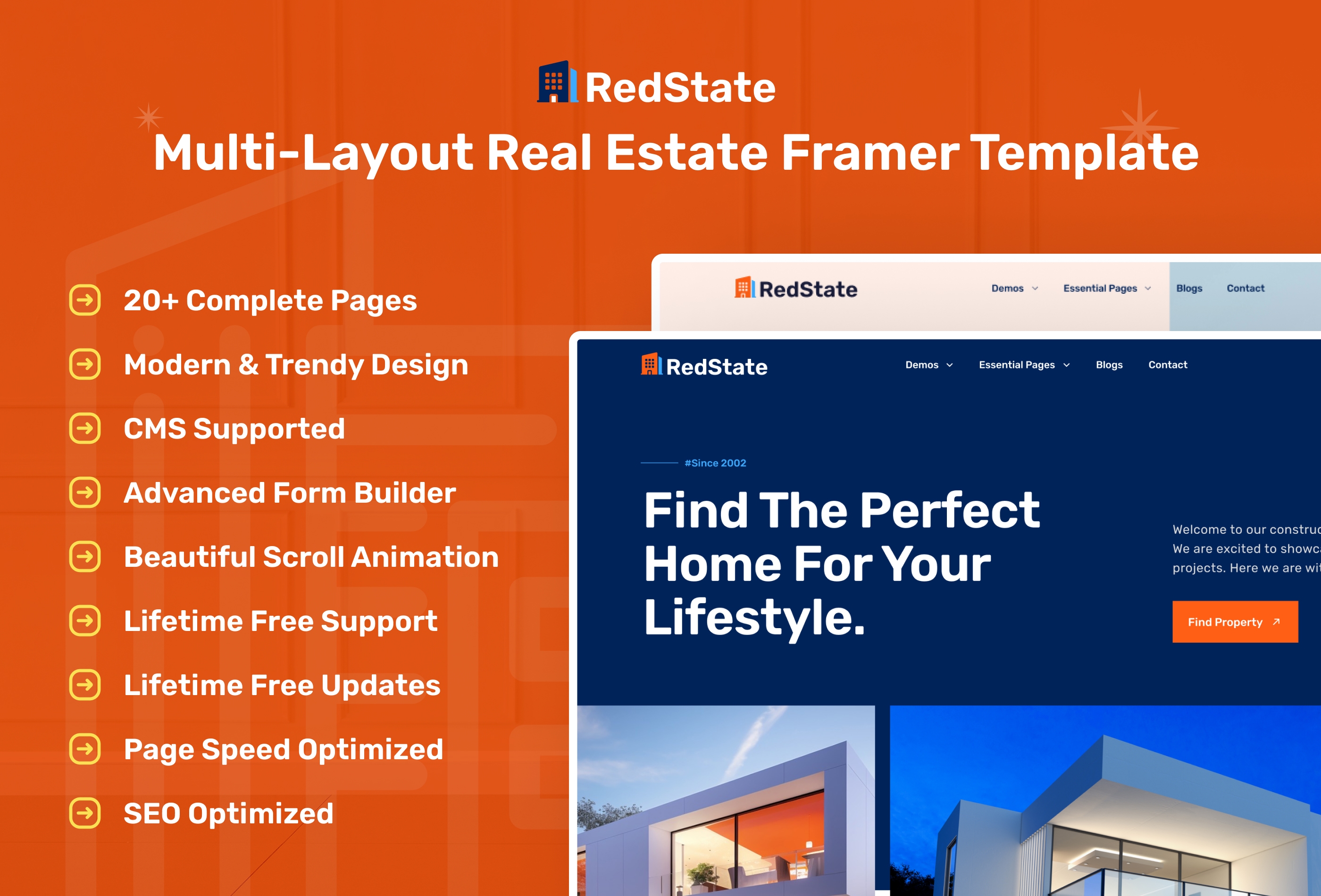 Screenshot 2 for RedState, a Framer Marketplace template by Mezario.