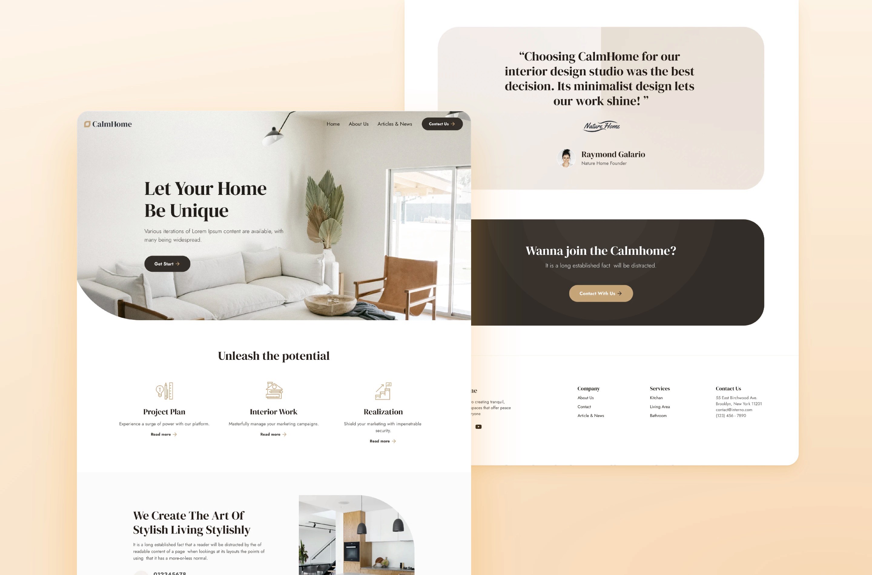 Screenshot 3 for Calmhome, a Framer Marketplace template by Chi Boyce.