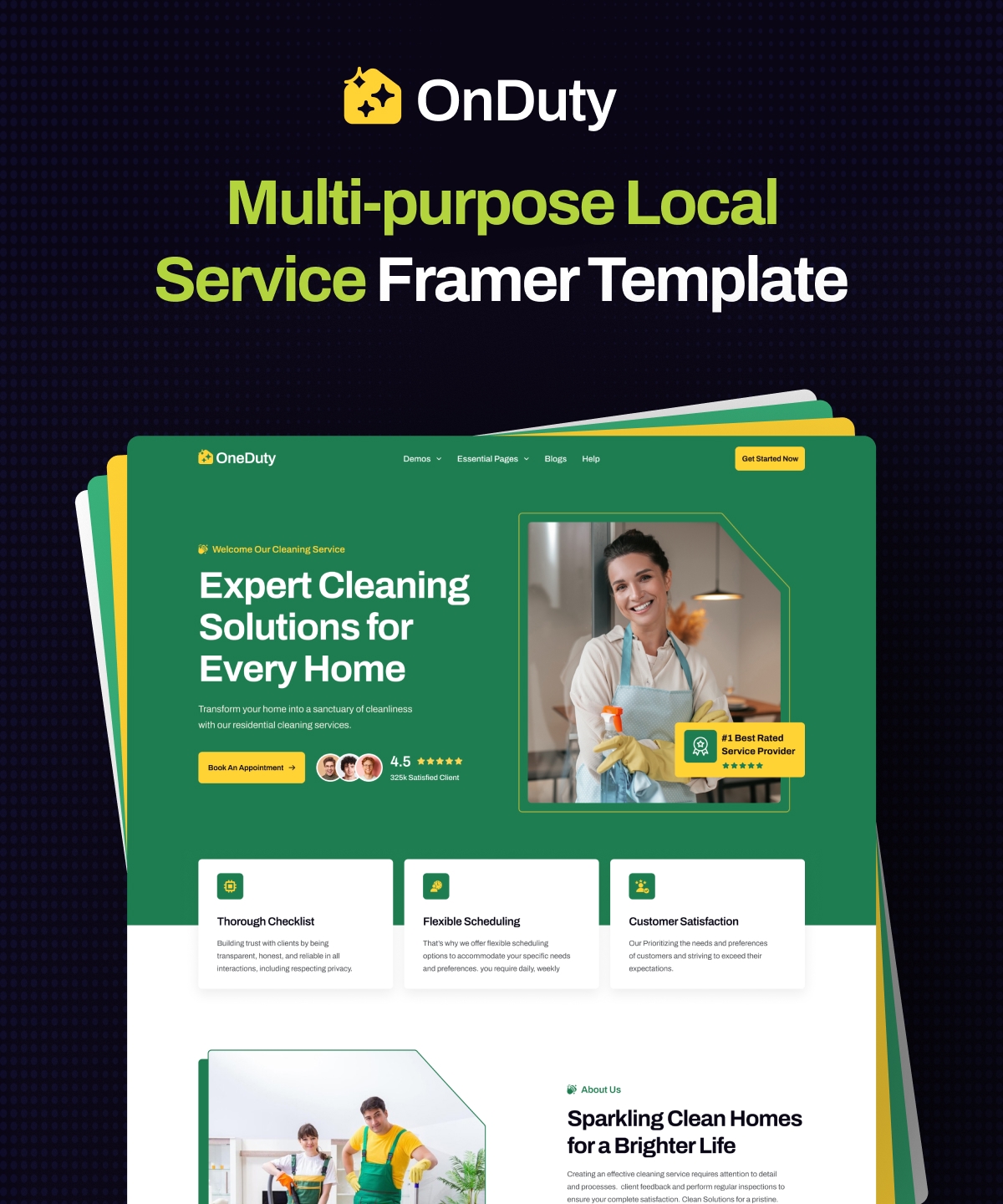 Screenshot 1 for OnDuty, a Framer Marketplace template by Mezario.