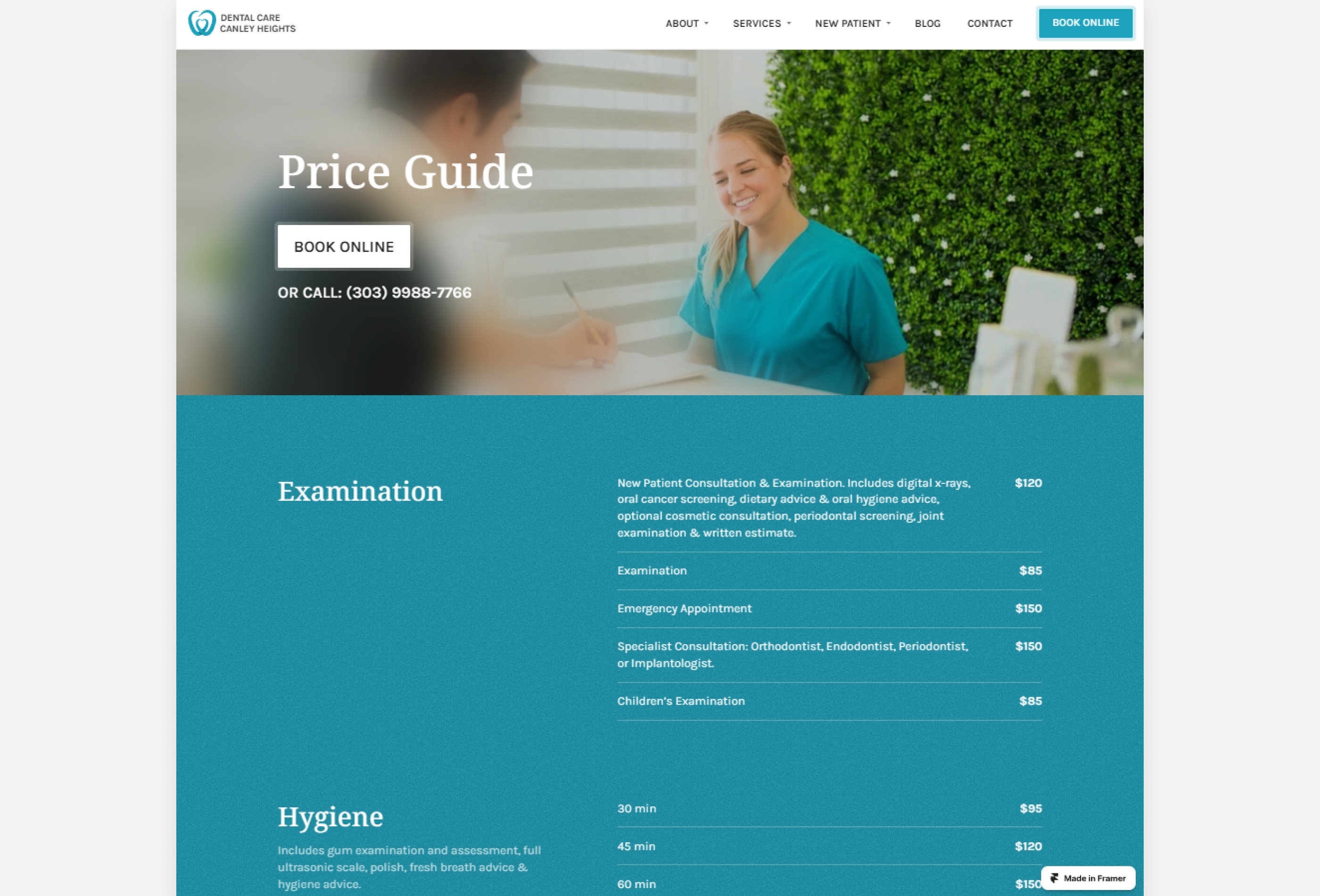 Screenshot 2 for DentalCare, a Framer Marketplace template by Rahmat Heruka.