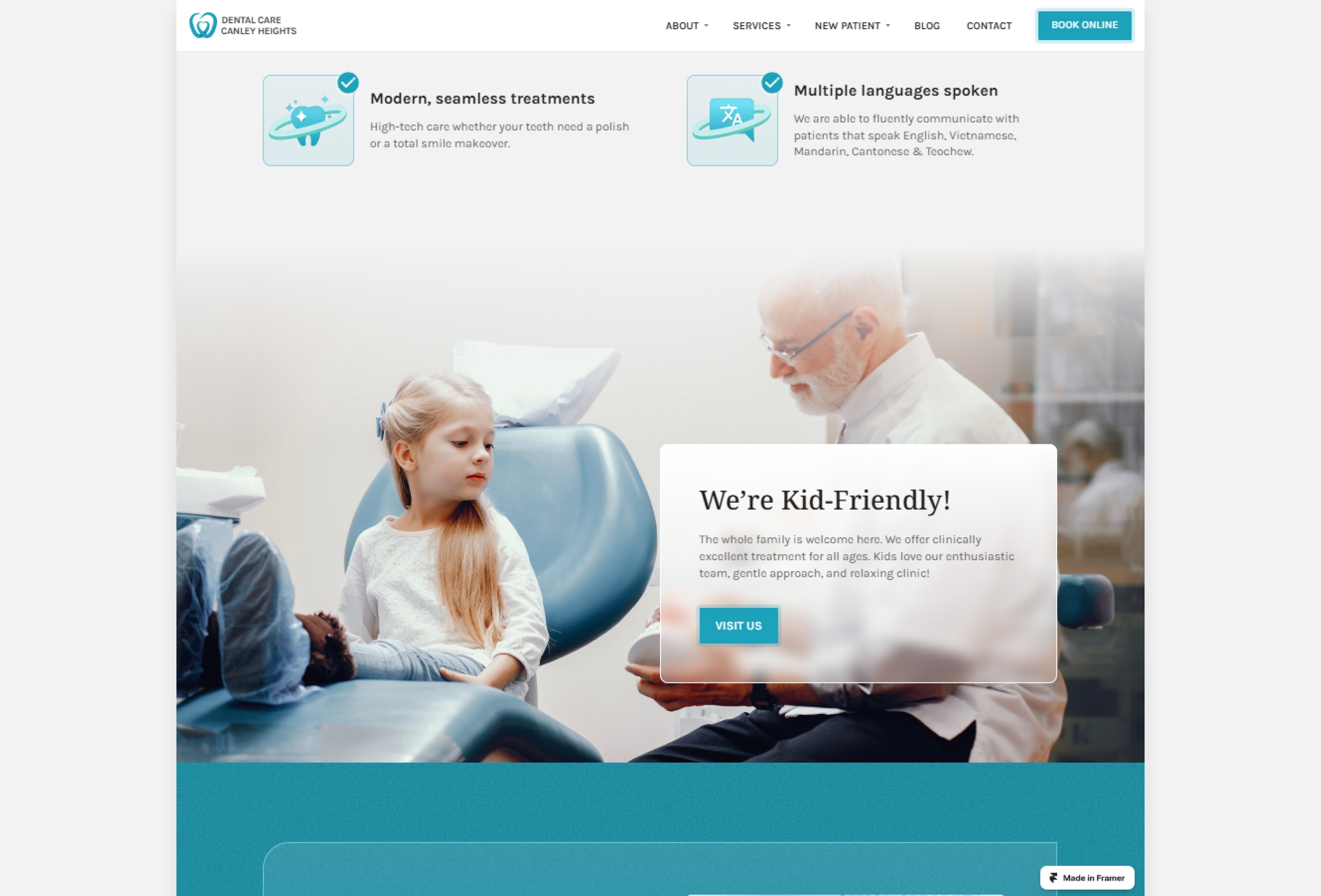 Screenshot 4 for DentalCare, a Framer Marketplace template by Rahmat Heruka.