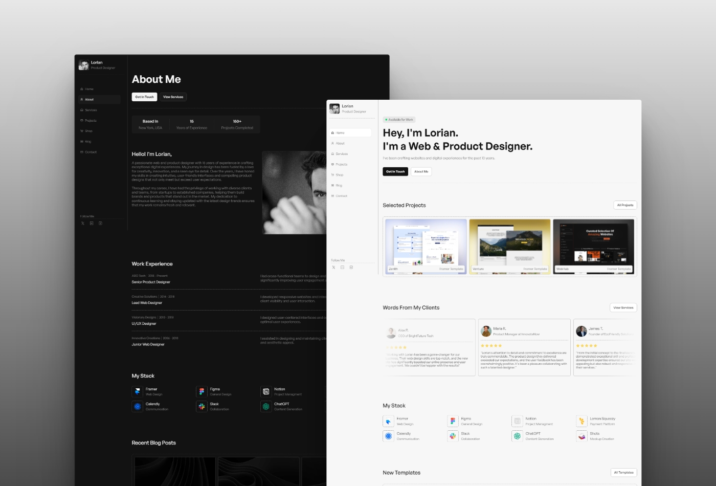 Screenshot 2 for Kuro , a Framer Marketplace template by Thaer Swailem.
