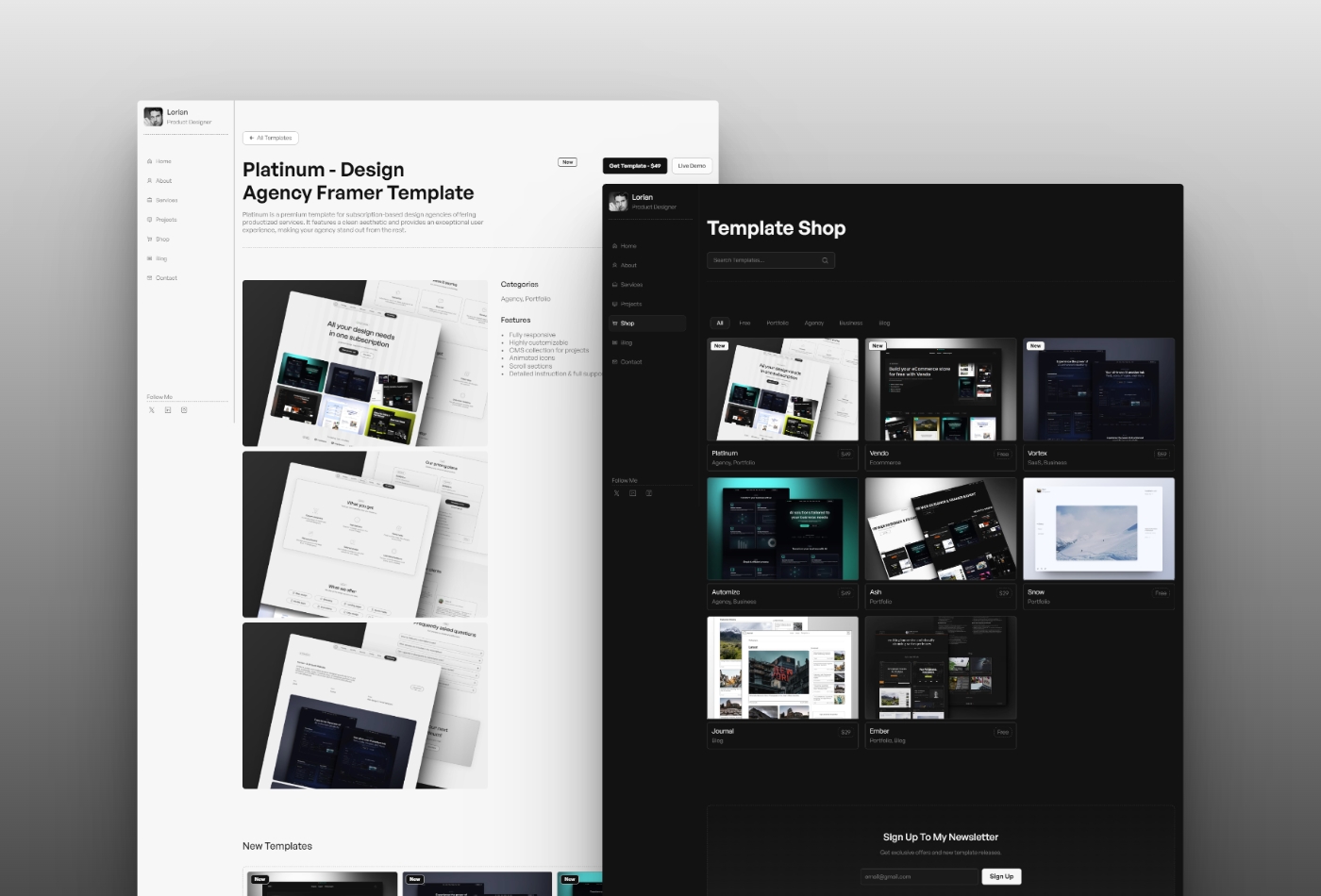 Screenshot 3 for Kuro , a Framer Marketplace template by Thaer Swailem.