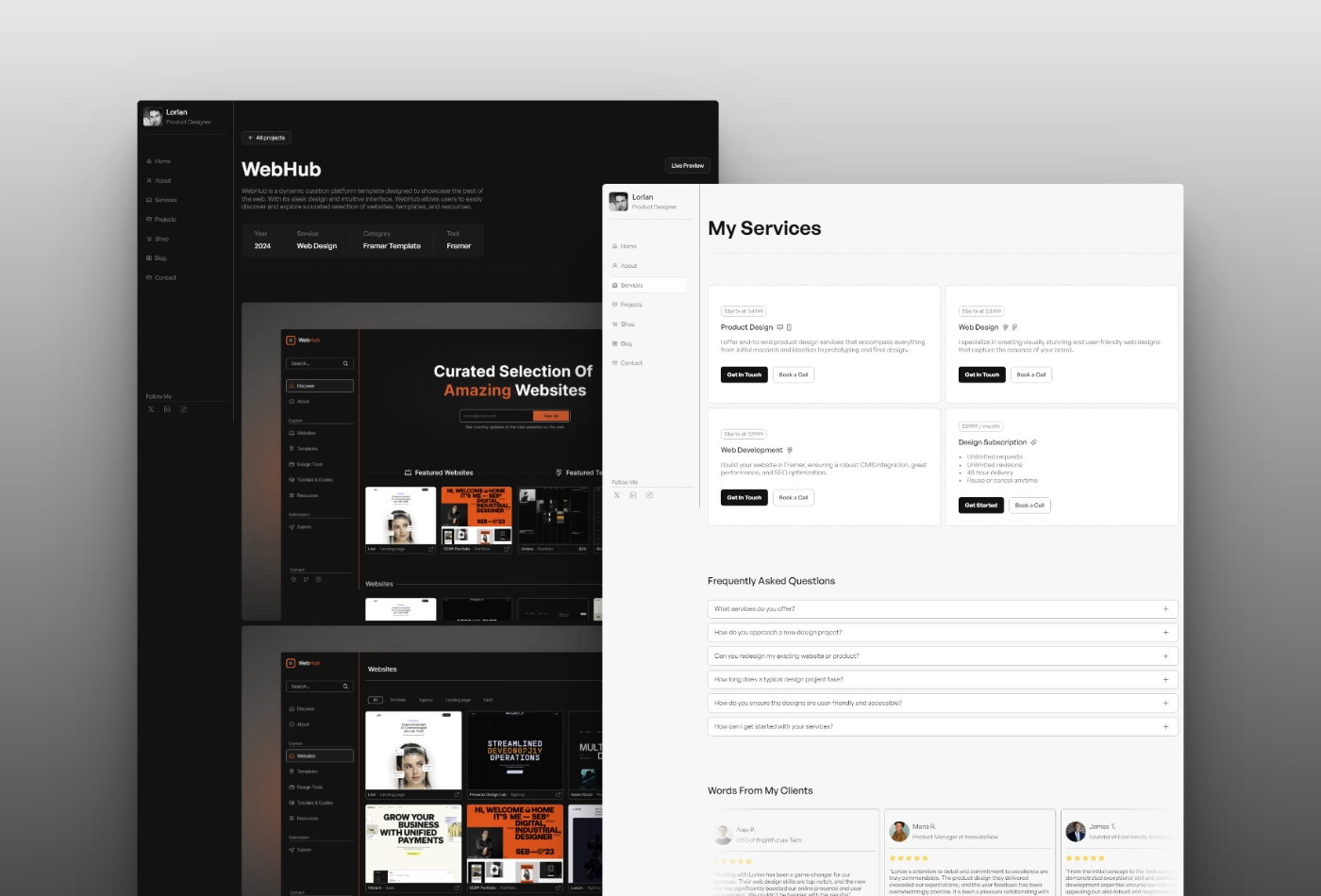 Screenshot 4 for Kuro , a Framer Marketplace template by Thaer Swailem.
