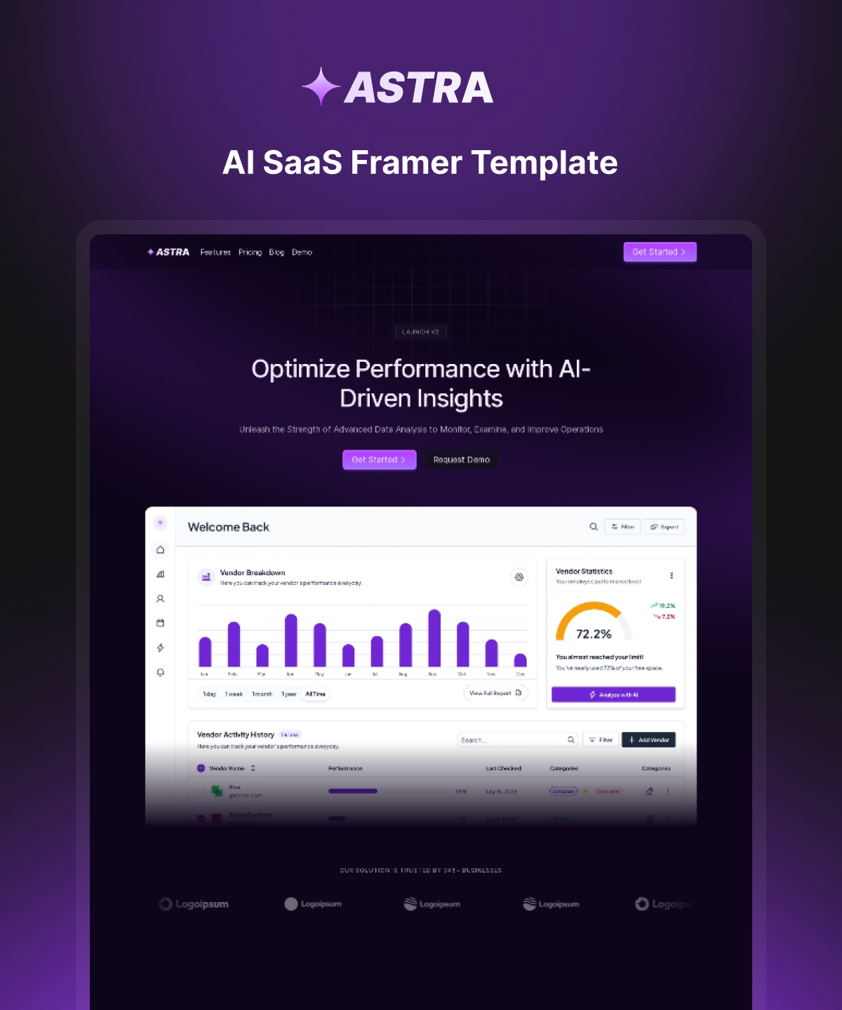 Screenshot 2 for Astra , a Framer Marketplace template by Ninja Designs.